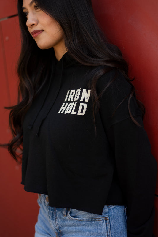 CROP HOODIE | IRØNHØLD | BLACK