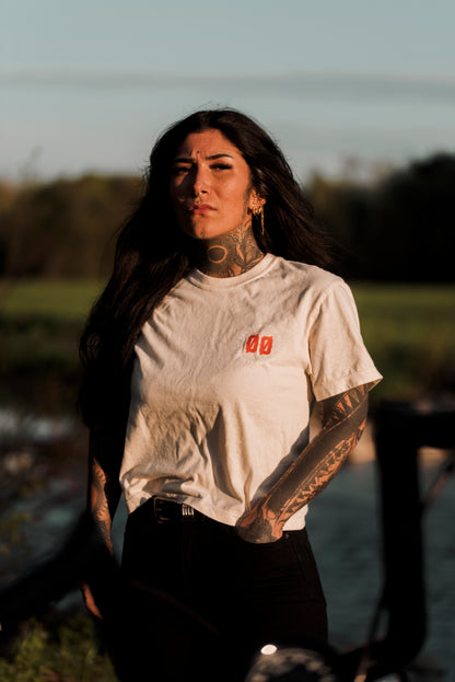 BOXY TEE | ØØ MOTORCYCLE | IVORY