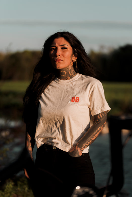 BOXY TEE | ØØ MOTORCYCLE | IVORY