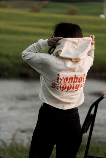 CROP HOODIE | ØØ MOTORCYCLE | BONE